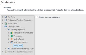 Trados Batch Tasks Verify Files