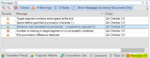 Trados Editor Messages