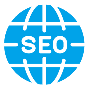 Icon of blue globe with SEO written on its centre.