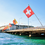 Image of a bridge with Swiss flag